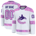 Minshop Custom V.Canucks White 2024 Hockey Fights Cancer Practice Jerseys