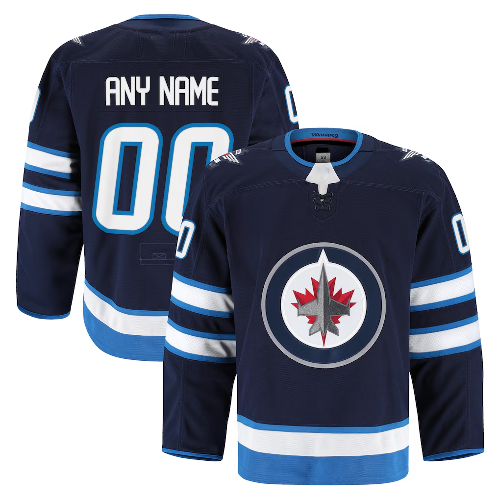 Minshop Custom W.Jets Navy Home Authentic Pro Jerseys