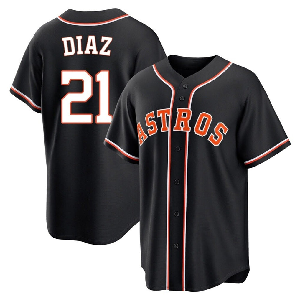 Minshop H.Astros #21 Yainer Diaz Player Black Fashion Out Home Game Stitched Jerseys