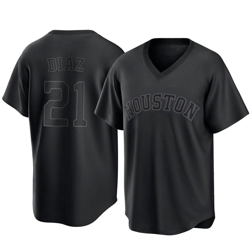 Minshop H.Astros #21 Yainer Diaz Player Black Fashion T-shirt Home Game Stitched Jerseys