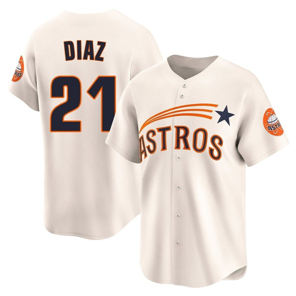 Minshop H.Astros #21 Yainer Diaz Player Cream Throwback Cooperstown Collection Limited Stitched Jerseys
