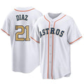 Minshop H.Astros #21 Yainer Diaz Player Gold Collection Game Home Stitched Jerseys