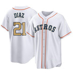 Minshop H.Astros #21 Yainer Diaz Player Gold Collection Game Home Stitched Jerseys