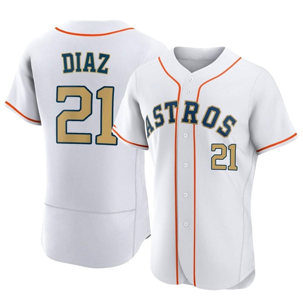 Minshop H.Astros #21 Yainer Diaz Player Gold Collection Limited Elite Home Stitched Jerseys