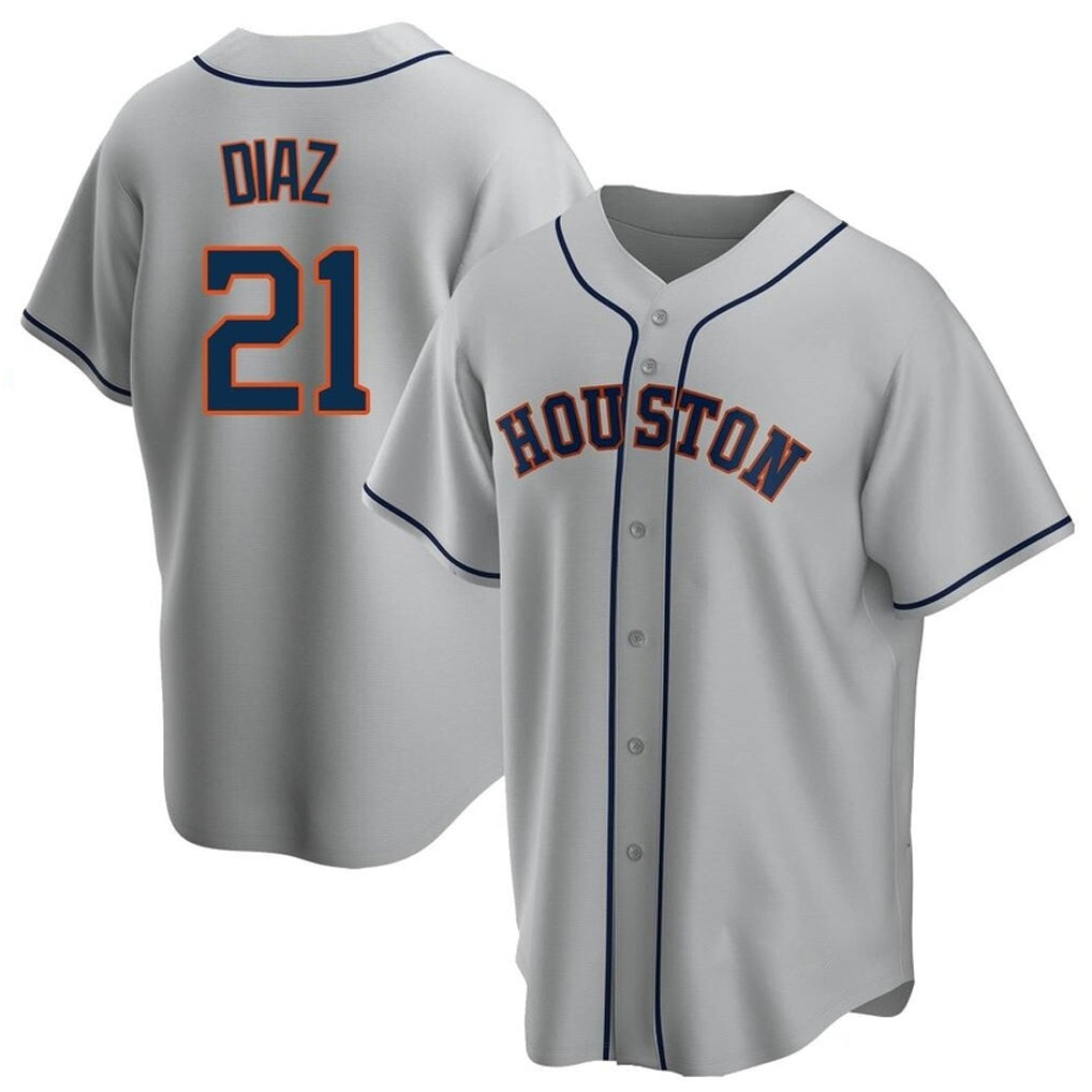 Minshop H.Astros #21 Yainer Diaz Player Gray Home Game Stitched Jerseys