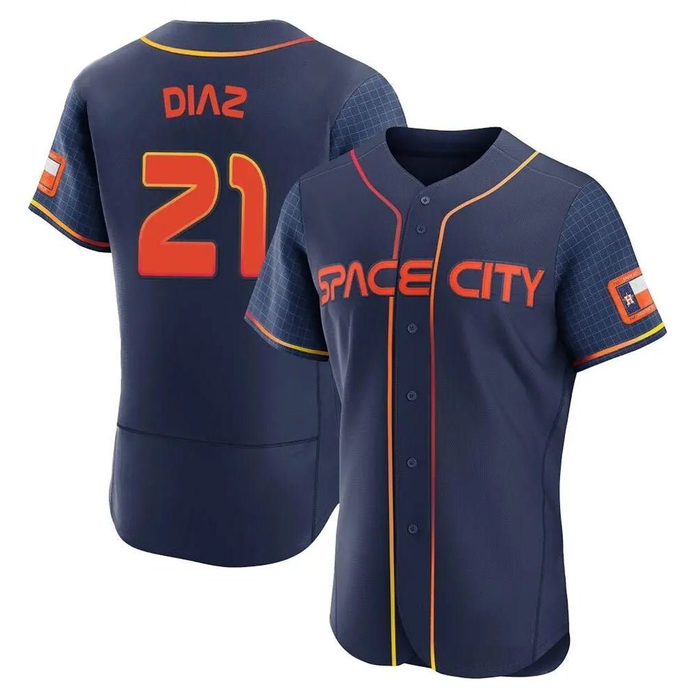 Minshop H.Astros #21 Yainer Diaz Player Navy City Connect Limited Elite Home Stitched Jerseys