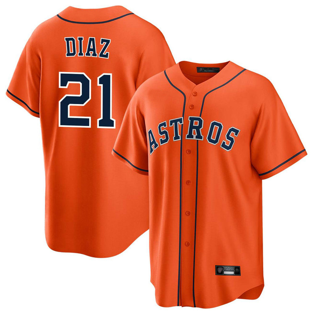 Minshop H.Astros #21 Yainer Diaz Player Orange Home Game Stitched Jerseys