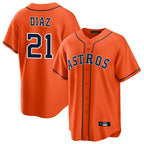 Minshop H.Astros #21 Yainer Diaz Player Orange Home Game Stitched Jerseys
