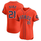 Minshop H.Astros #21 Yainer Diaz Player Orange Home Limited Elite Stitched Jerseys