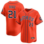 Minshop H.Astros #21 Yainer Diaz Player Orange Home Limited Stitched Jerseys