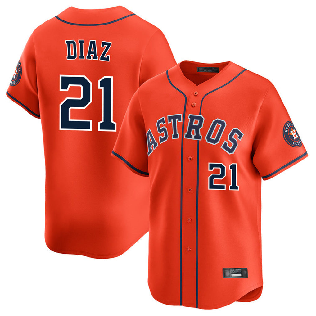 Minshop H.Astros #21 Yainer Diaz Player Orange Home Limited Stitched Jerseys