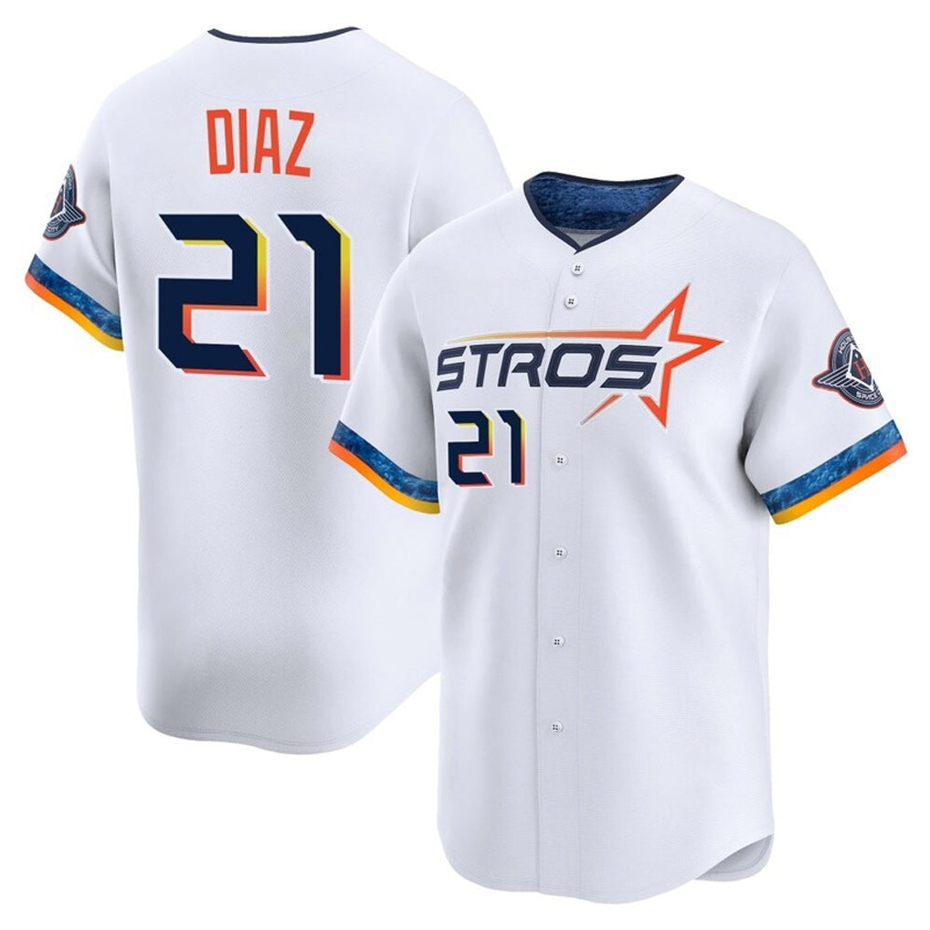 Minshop H.Astros #21 Yainer Diaz Player White City Connect Limited Home Stitched Jerseys