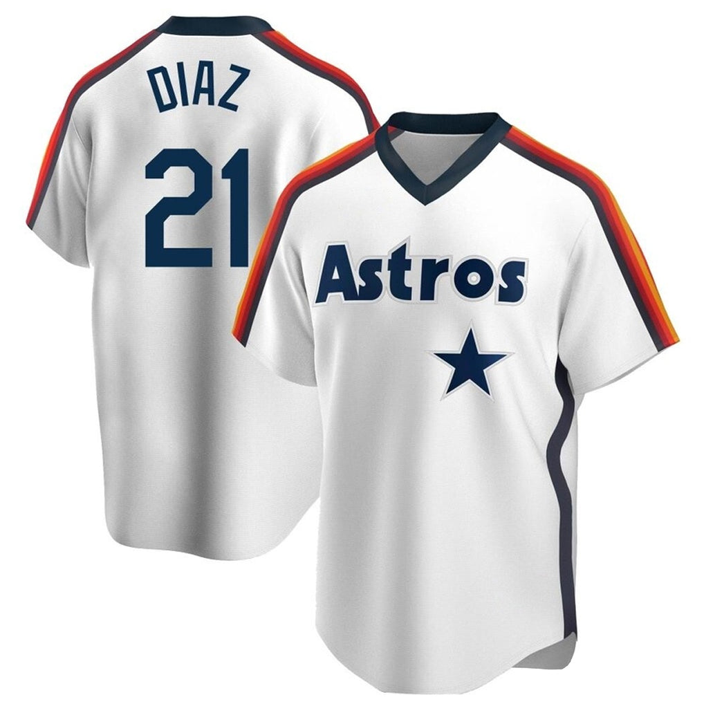 Minshop H.Astros #21 Yainer Diaz Player White Cooperstown Collection T-shirt Stitched Jerseys