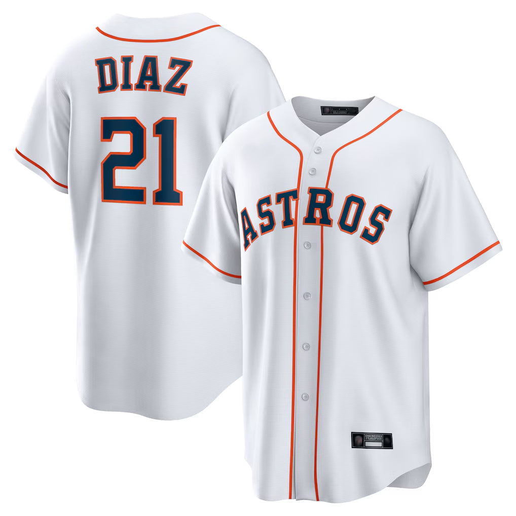 Minshop H.Astros #21 Yainer Diaz Player White Home Game Stitched Jerseys
