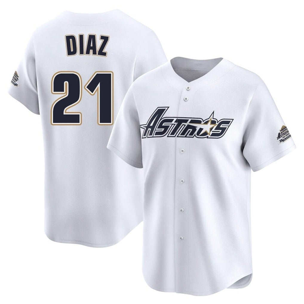 Minshop H.Astros #21 Yainer Diaz Player White Throwback Cooperstown Collection Limited Stitched Jerseys