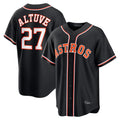 Minshop H.Astros #27 Jose Altuve Player Black Fashion Out Home Game Stitched Jerseys