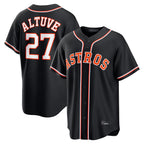 Minshop H.Astros #27 Jose Altuve Player Black Fashion Out Home Game Stitched Jerseys