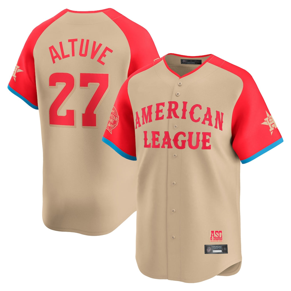 Minshop H.Astros #27 Jose Altuve Player Cream American League All-Star Game Limited Stitched Jerseys