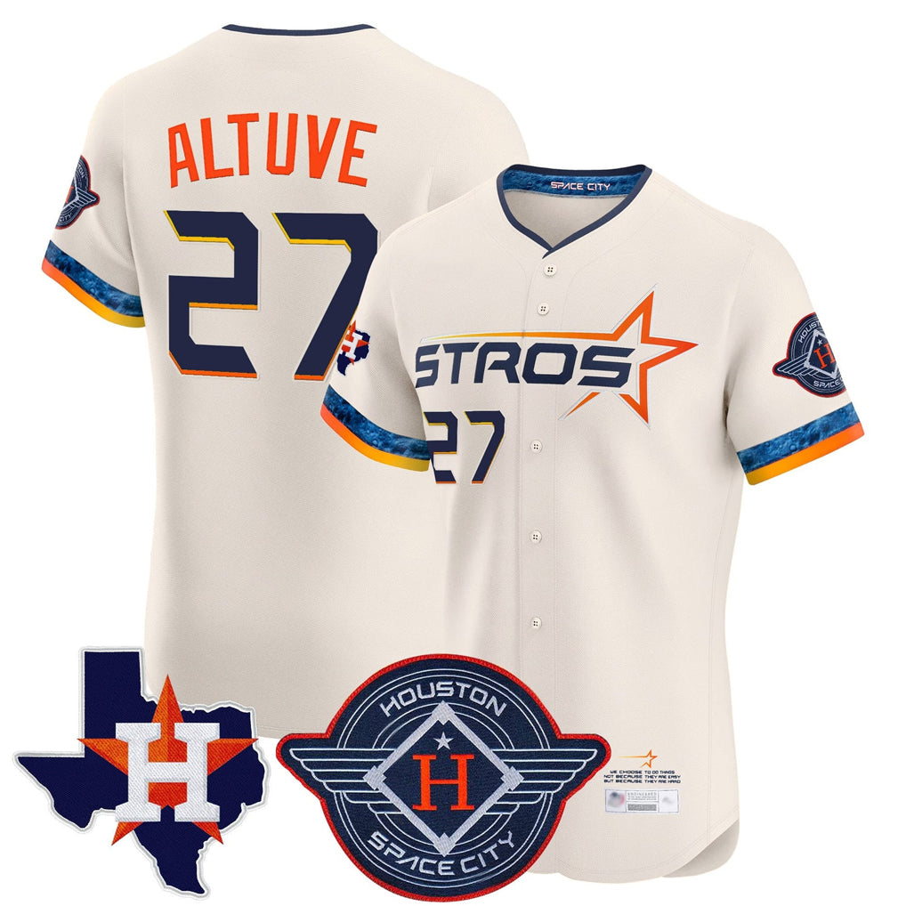 Minshop H.Astros #27 Jose Altuve Player Cream City Connect Texas Patch Vapor Premier Limited Elite Home Stitched Jerseys