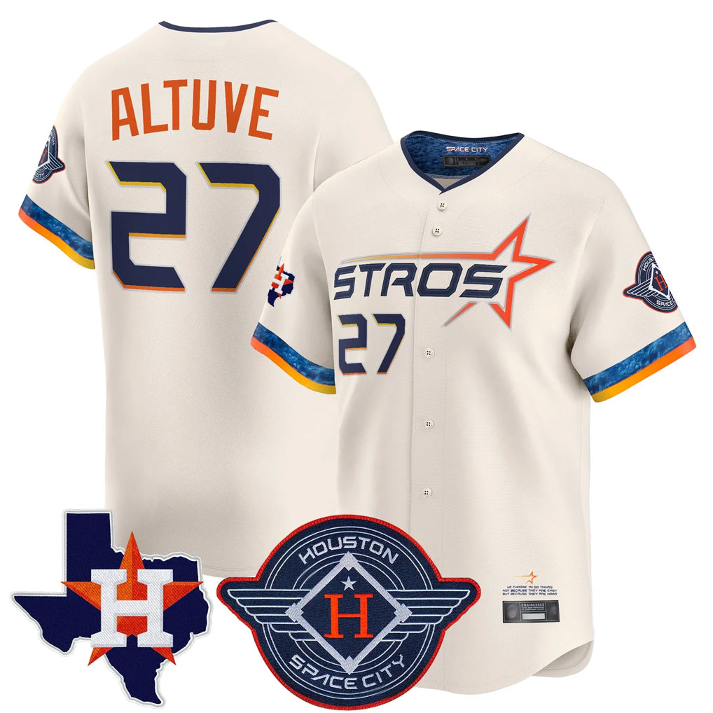 Minshop H.Astros #27 Jose Altuve Player Cream City Connect Texas Patch Vapor Premier Limited Home Stitched Jerseys