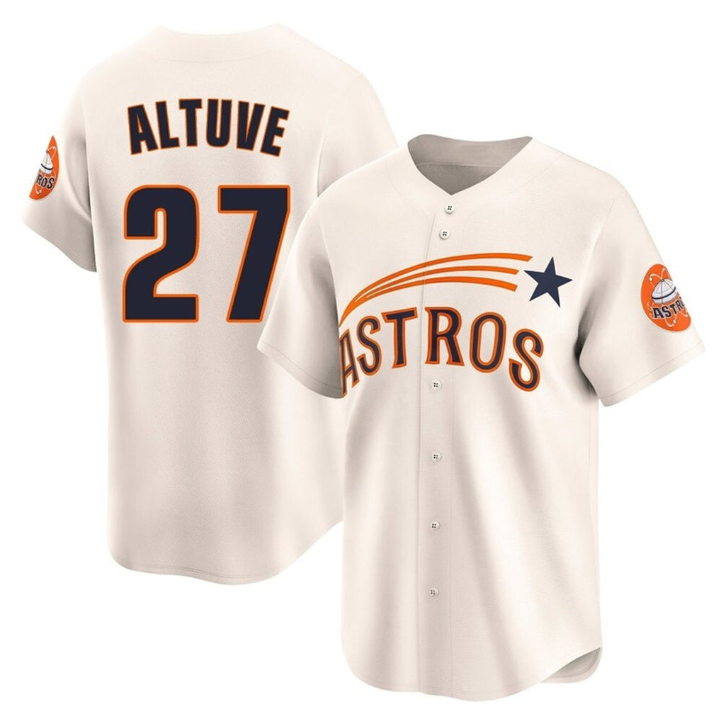 Minshop H.Astros #27 Jose Altuve Player Cream Throwback Cooperstown Collection Limited Stitched Jerseys