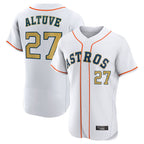 Minshop H.Astros #27 Jose Altuve Player Gold Collection Limited Elite Home Stitched Jerseys