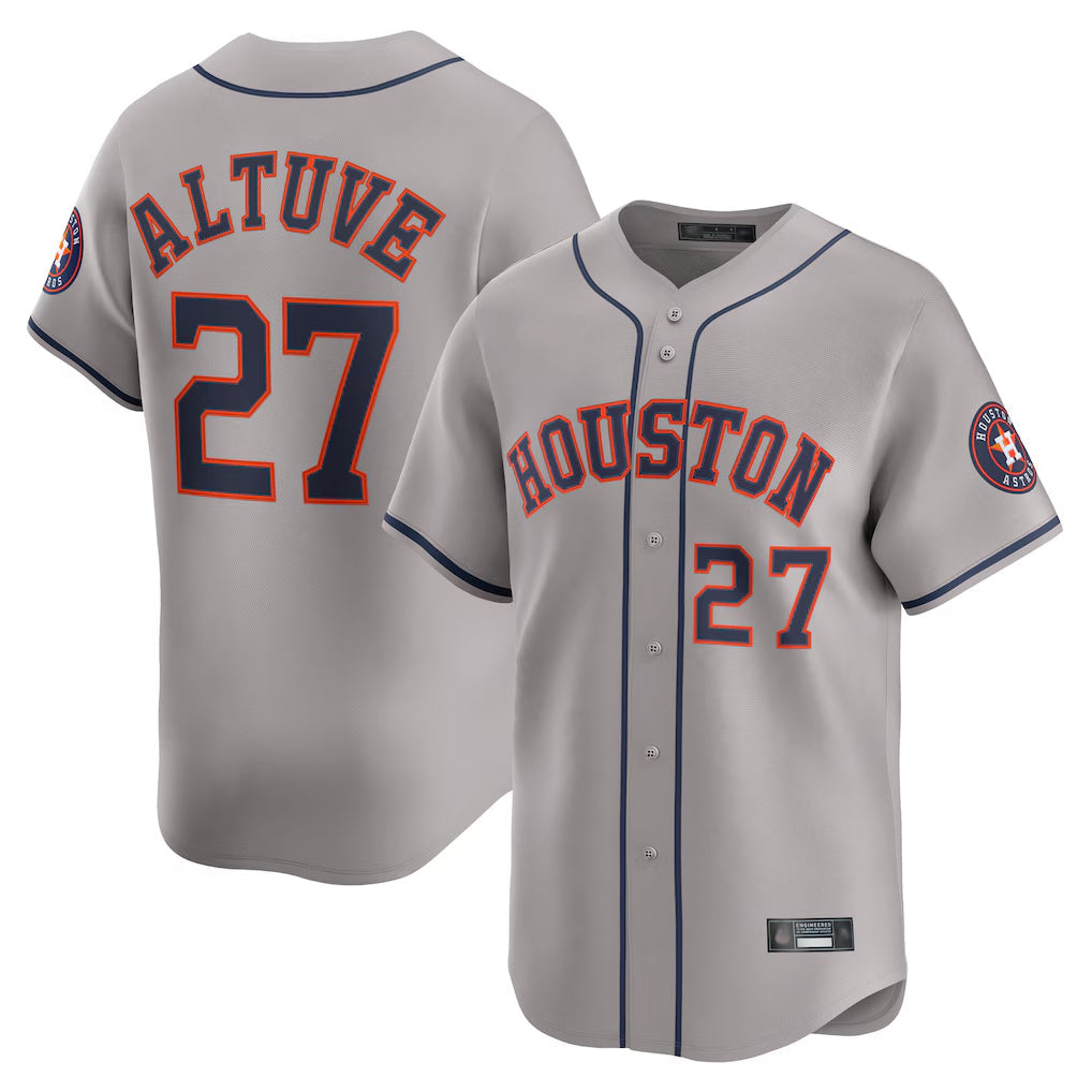 Minshop H.Astros #27 Jose Altuve Player Gray Home Limited Stitched Jerseys