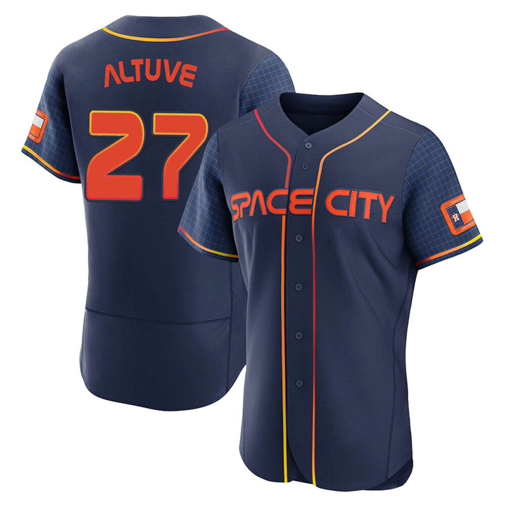 Minshop H.Astros #27 Jose Altuve Player Navy City Connect Limited Elite Home Stitched Jerseys