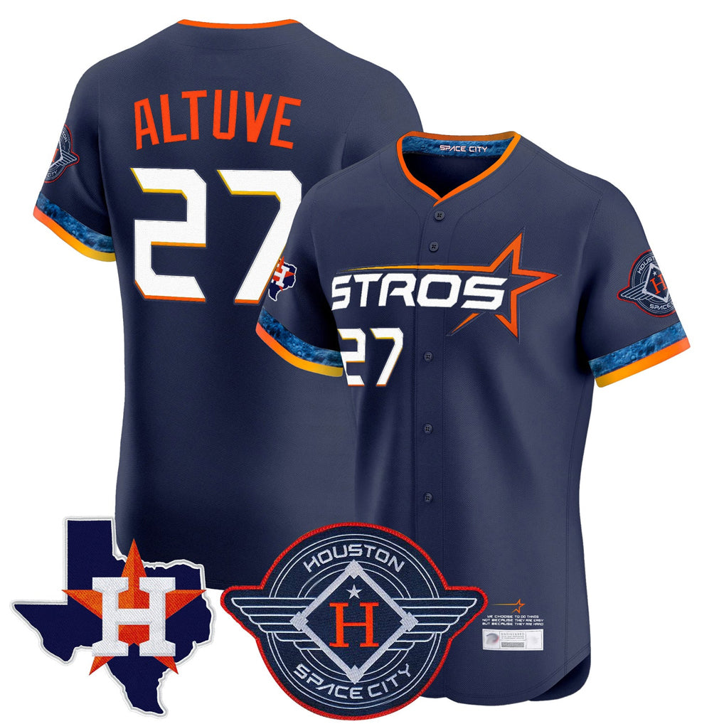 Minshop H.Astros #27 Jose Altuve Player Navy City Connect Texas Patch Vapor Premier Limited Elite Home Stitched Jerseys