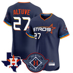 Minshop H.Astros #27 Jose Altuve Player Navy City Connect Texas Patch Vapor Premier Limited Elite Home Stitched Jerseys