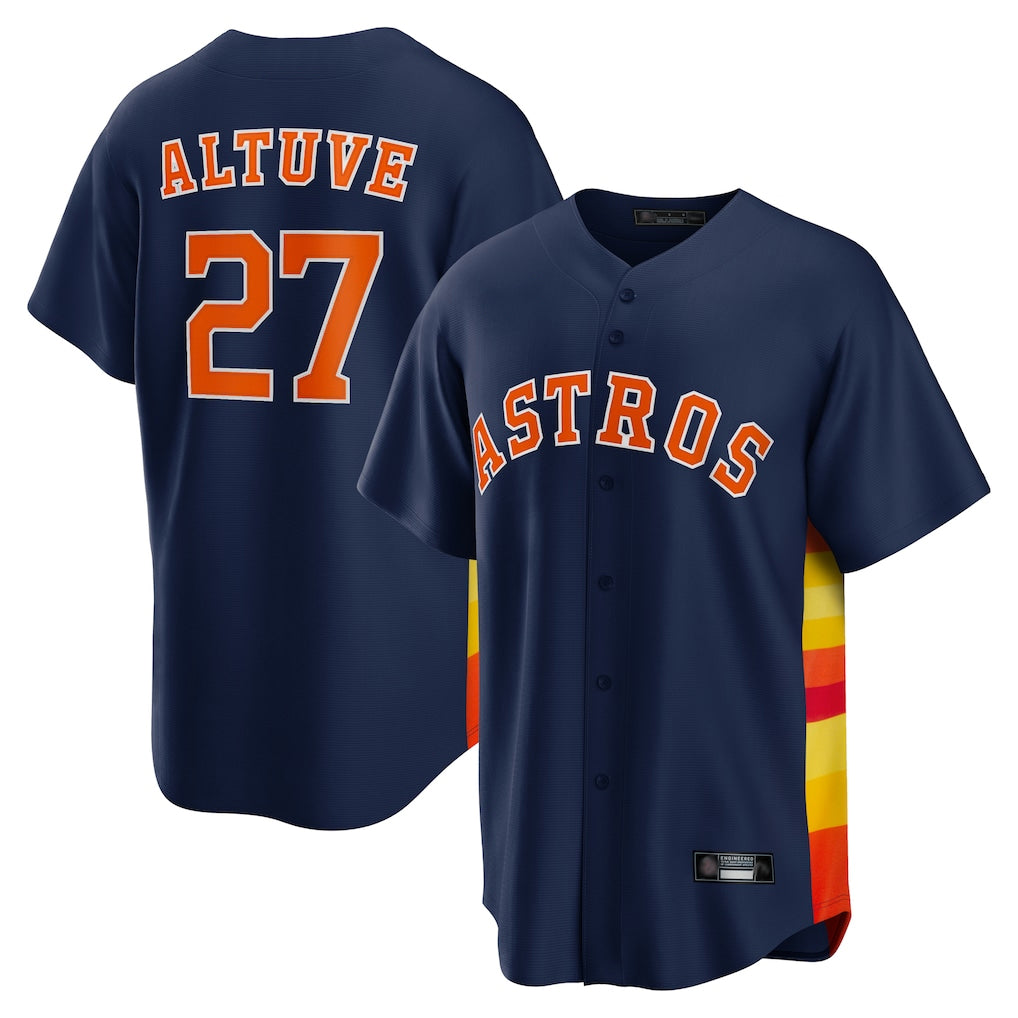 Minshop H.Astros #27 Jose Altuve Player Navy Home Game Stitched Jerseys
