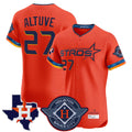 Minshop H.Astros #27 Jose Altuve Player Orange City Connect Texas Patch Vapor Premier Limited Elite Home Stitched Jerseys