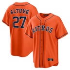 Minshop H.Astros #27 Jose Altuve Player Orange Home Game Stitched Jerseys