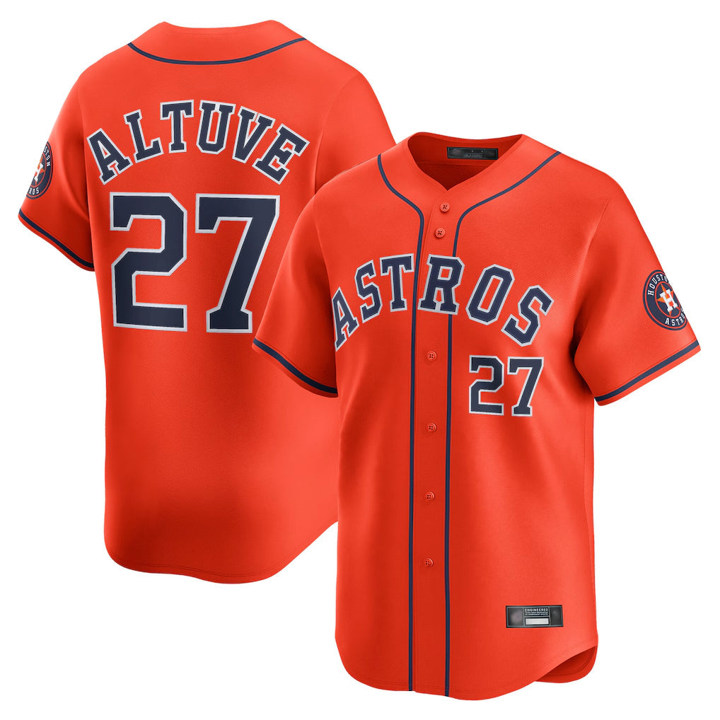 Minshop H.Astros #27 Jose Altuve Player Orange Home Limited Stitched Jerseys