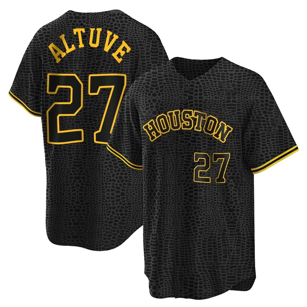 Minshop H.Astros #27 Jose Altuve Player Snake Skin City Home Game Stitched Jerseys