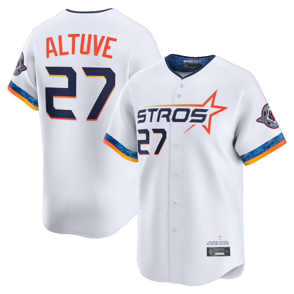 Minshop H.Astros #27 Jose Altuve Player White City Connect Limited Home Stitched Jerseys