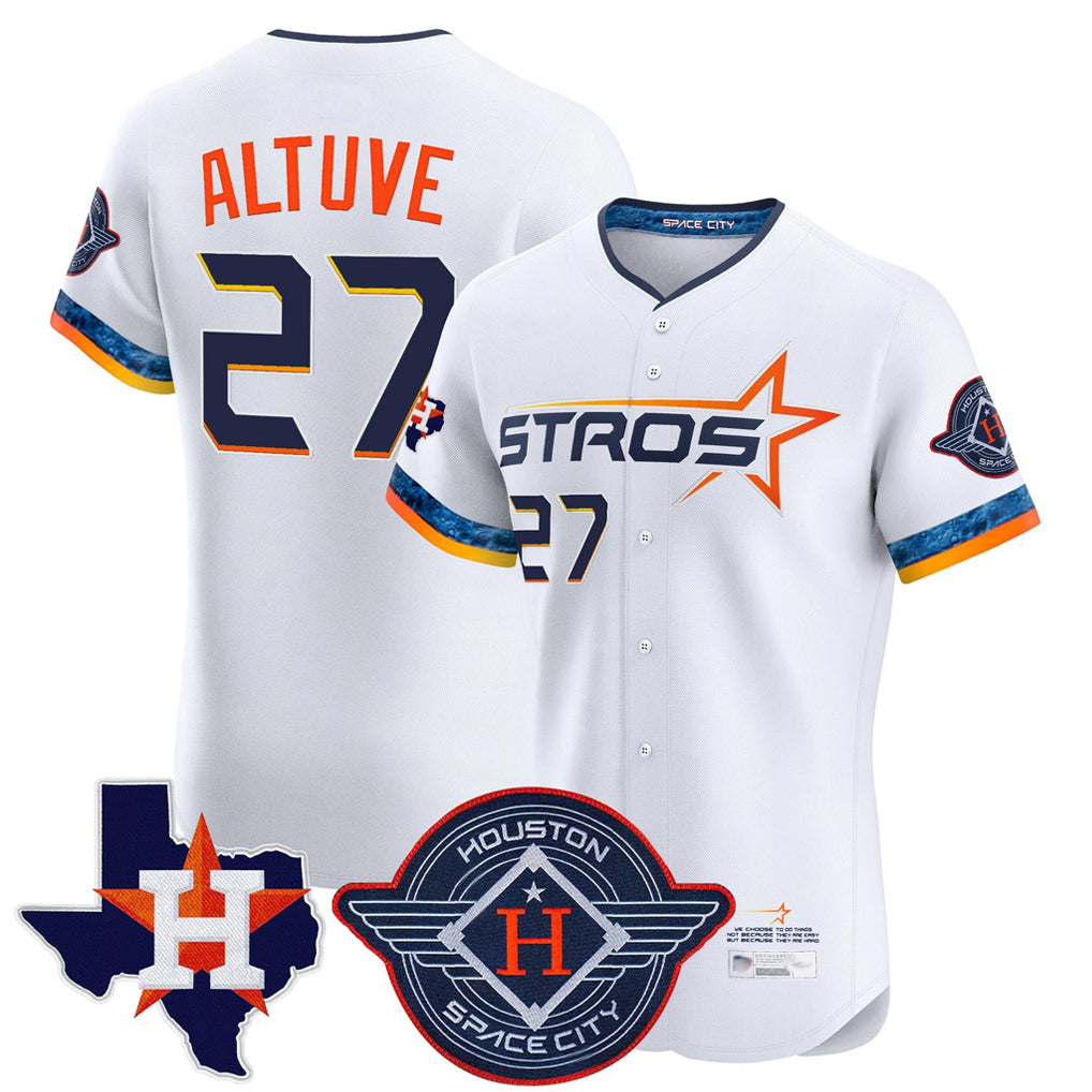 Minshop H.Astros #27 Jose Altuve Player White City Connect Texas Patch Vapor Premier Limited Elite Home Stitched Jerseys
