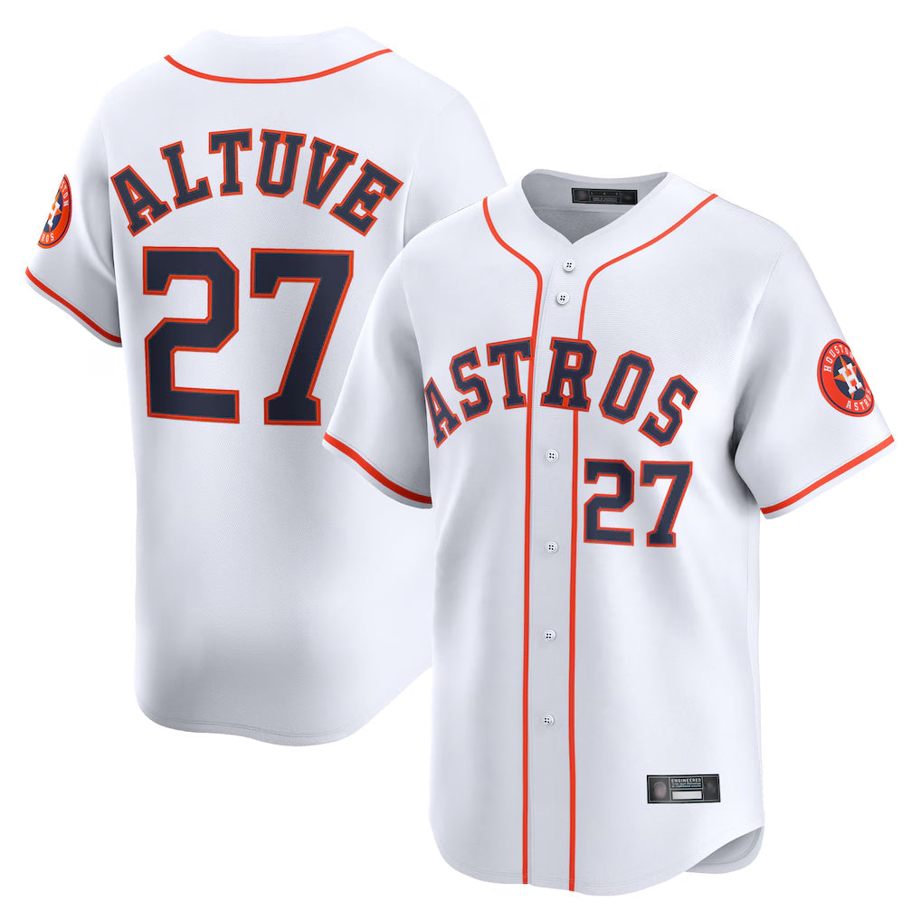 Minshop H.Astros #27 Jose Altuve Player White Home Limited Stitched Jerseys