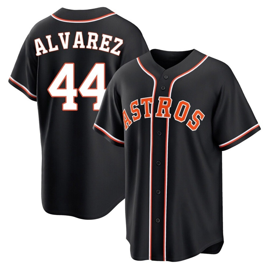 Minshop H.Astros #44 Yordan Alvarez Player Black Fashion Out Home Game Stitched Jerseys
