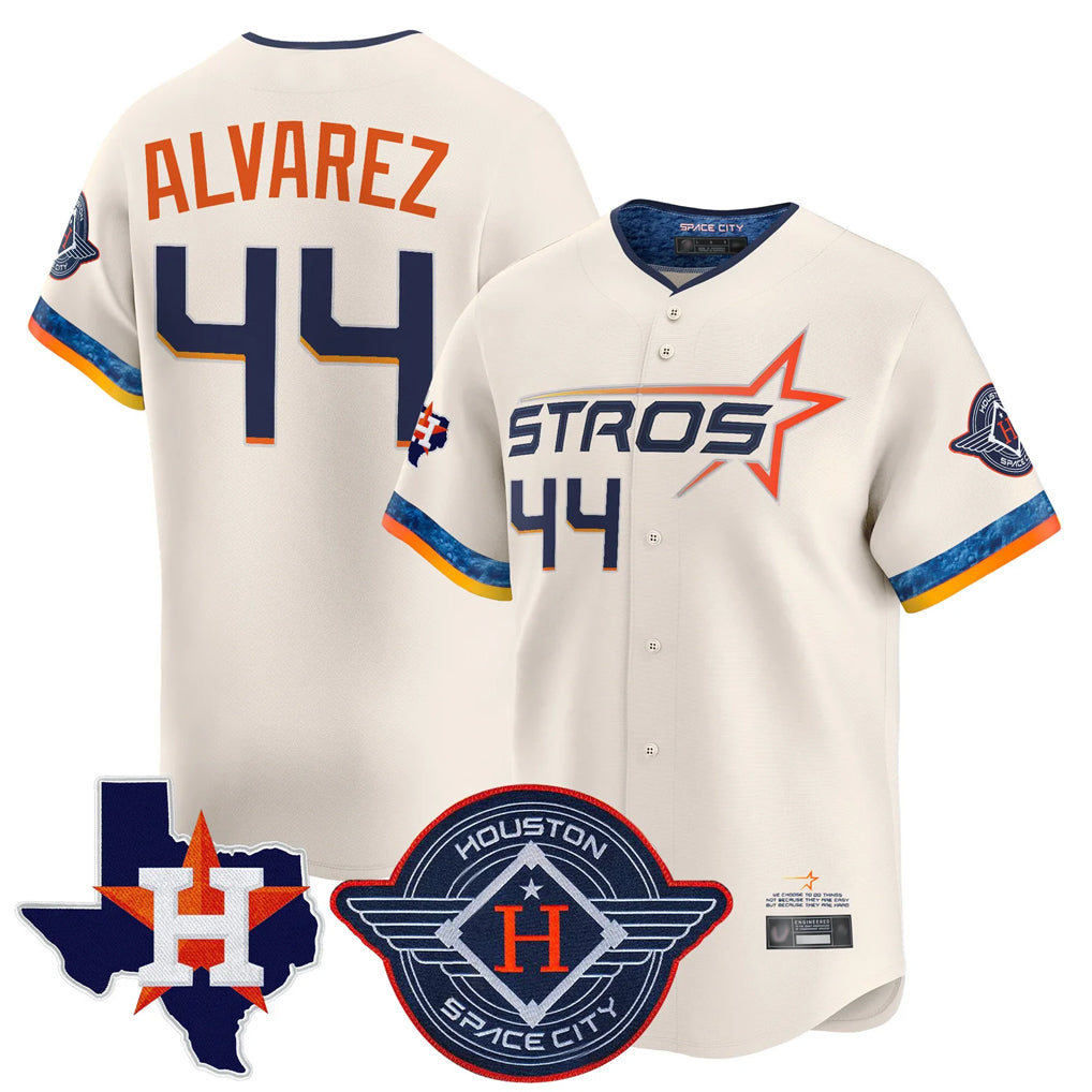 Minshop H.Astros #44 Yordan Alvarez Player Cream City Connect Texas Patch Vapor Premier Limited Home Stitched Jerseys