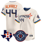 Minshop H.Astros #44 Yordan Alvarez Player Cream City Connect Texas Patch Vapor Premier Limited Home Stitched Jerseys