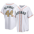 Minshop H.Astros #44 Yordan Alvarez Player Gold Collection Game Home Stitched Jerseys