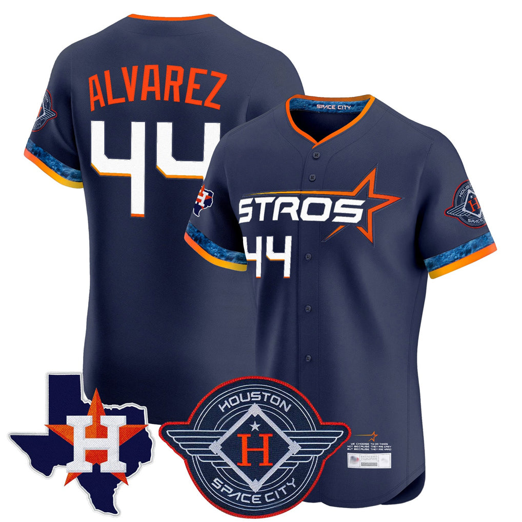Minshop H.Astros #44 Yordan Alvarez Player Navy City Connect Texas Patch Vapor Premier Limited Elite Home Stitched Jerseys