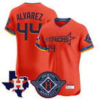 Minshop H.Astros #44 Yordan Alvarez Player Orange City Connect Texas Patch Vapor Premier Limited Elite Home Stitched Jerseys