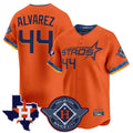 Minshop H.Astros #44 Yordan Alvarez Player Orange City Connect Texas Patch Vapor Premier Limited Home Stitched Jerseys