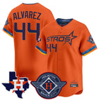 Minshop H.Astros #44 Yordan Alvarez Player Orange City Connect Texas Patch Vapor Premier Limited Home Stitched Jerseys