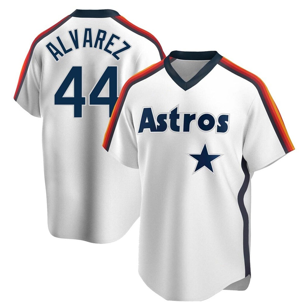 Minshop H.Astros #44 Yordan Alvarez Player White Cooperstown Collection T-shirt Stitched Jerseys