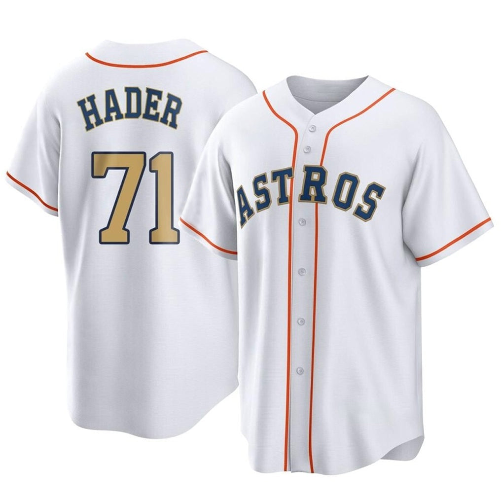 Minshop H.Astros #71 Josh Hader Player Gold Collection Game Home Stitched Jerseys