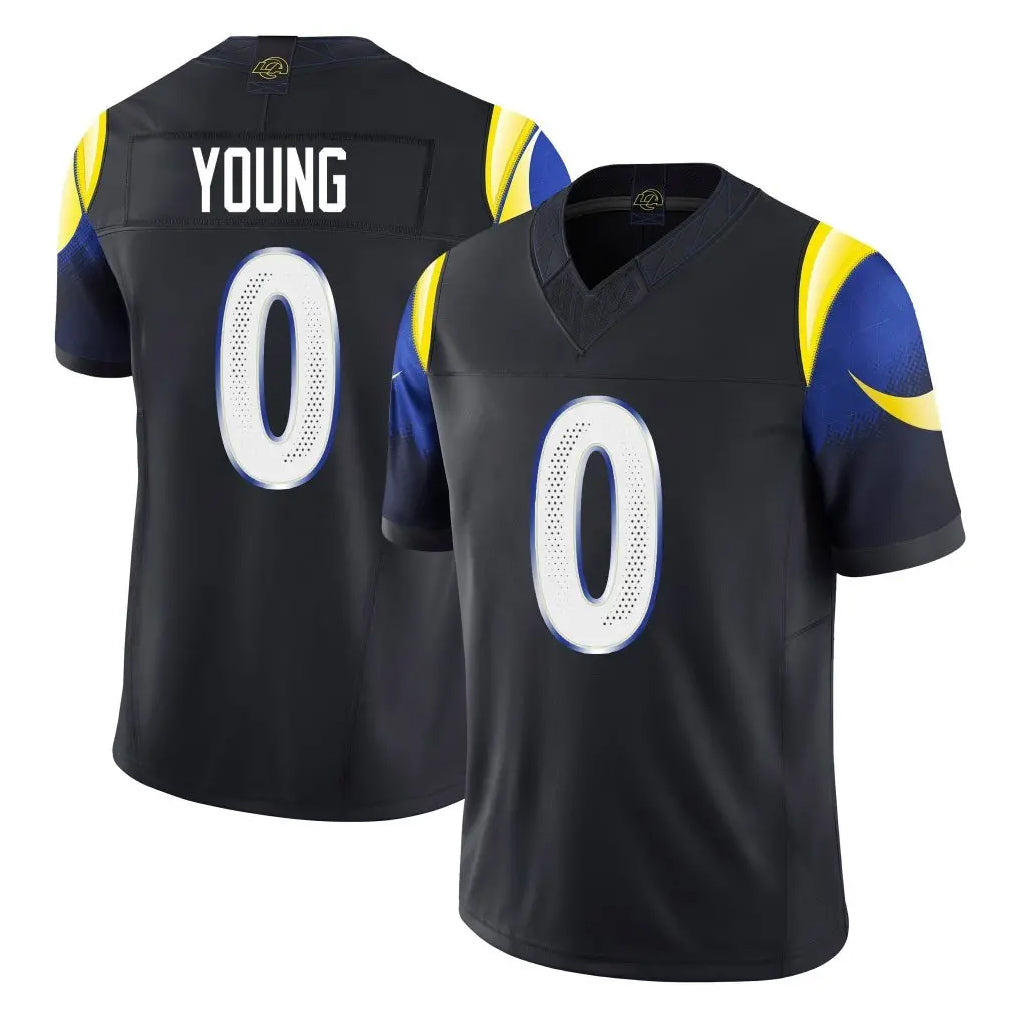 Minshop LA.Rams #0 Byron Young Player Black Midnight Rivalries Collection Limited Home Game Stitched Jerseys