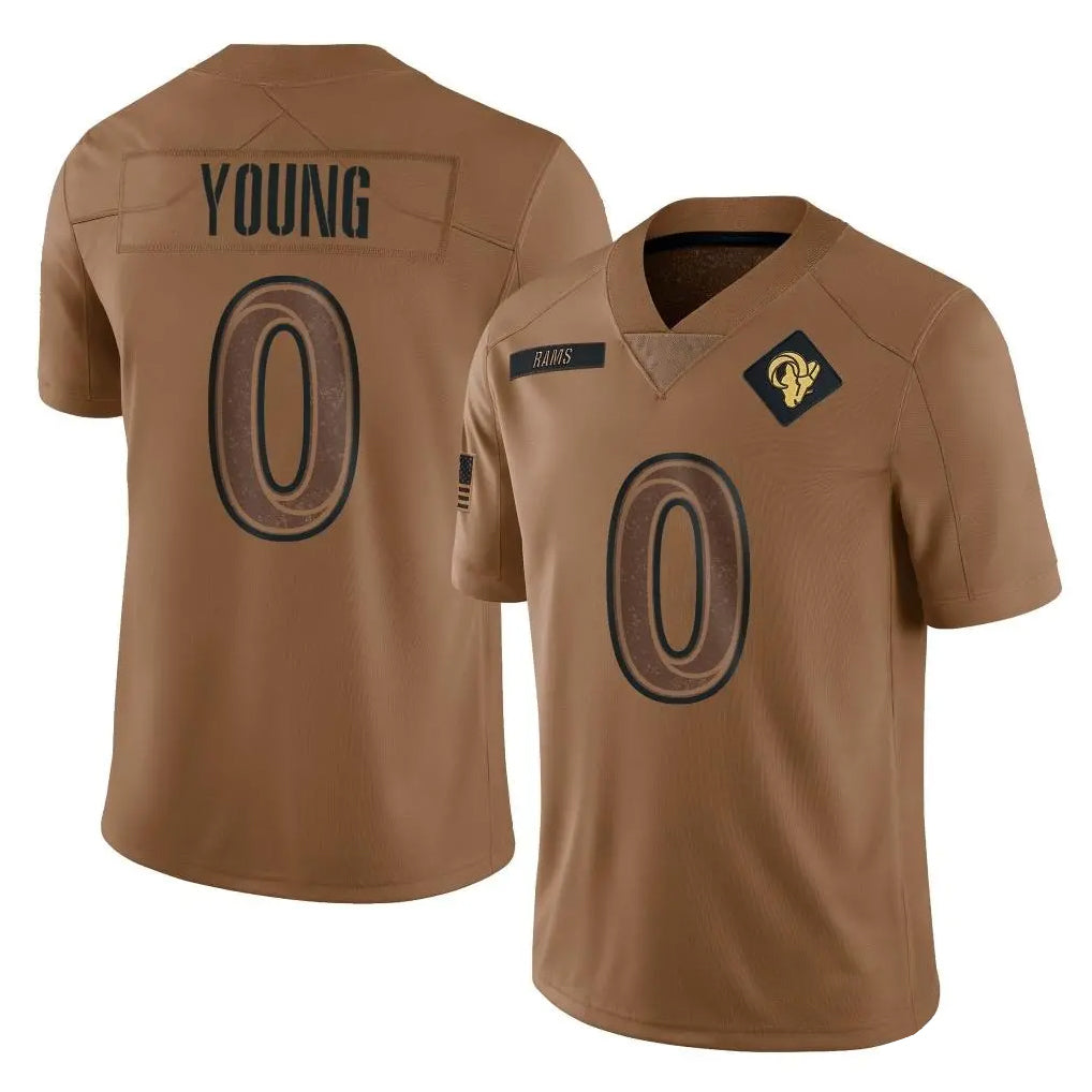 Minshop LA.Rams #0 Byron Young Player Brown Salute To Service Limited Stitched Jerseys